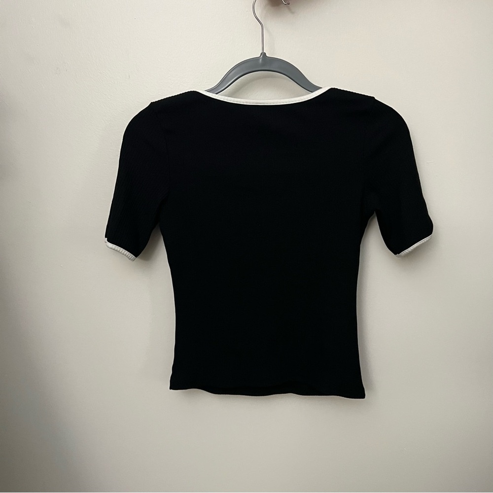 Black Ribbed Women's Top - Picture 4 of 4